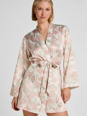Zdjęcie produktu Hunkemöller Satynowe Kimono w Kwiatowy Wzór Biały