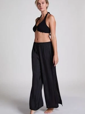 Hunkemöller Satynowe spodnie plażowe Czarny