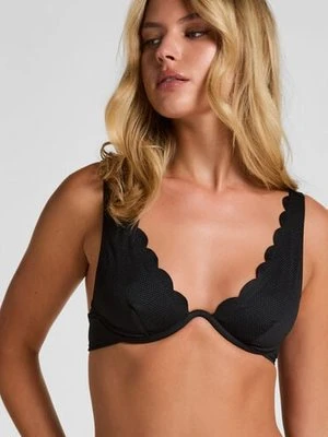 Hunkemöller Scallop biustonosz bikini bez wkładek z fiszbinami Czarny