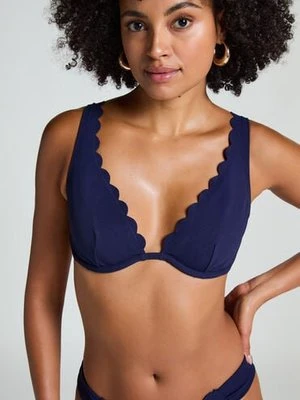 Hunkemöller Scallop biustonosz bikini bez wkładek z fiszbinami Niebieski