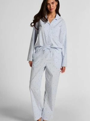 Hunkemöller Spodnie bawełniane w paski i serca Niebieski