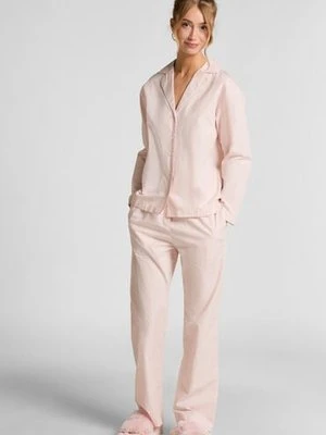 Hunkemöller Spodnie piżamowe bawełniane Poplin Różowy