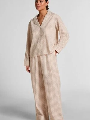 Hunkemöller Spodnie Piżamowe Dobby Tkana Bawełna Beżowy