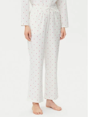 Hunkemöller Spodnie piżamowe Jacquard Hearts 301504 Biały Relaxed Fit