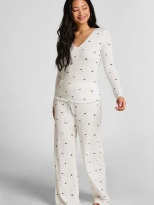 Hunkemöller Spodnie piżamowe Pointelle Biały