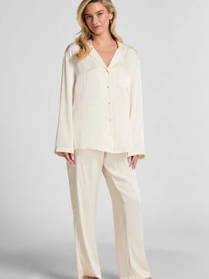 Hunkemöller Spodnie satynowe w prążki Biały