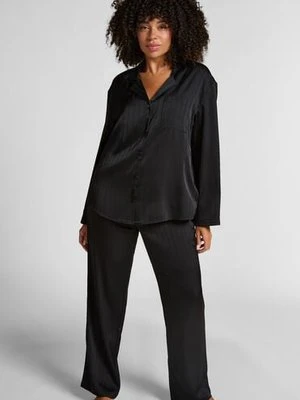 Hunkemöller Spodnie satynowe w prążki Czarny