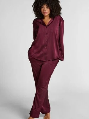 Hunkemöller Spodnie satynowe w prążki Fioletowy