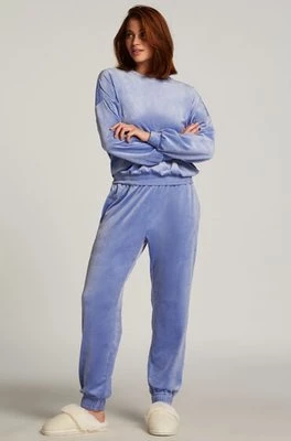 Hunkemöller Spodnie z welurowego dresu Niebieski