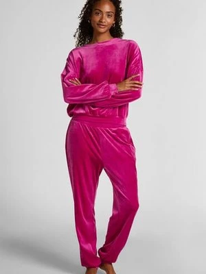 Hunkemöller Spodnie z welurowego dresu Różowy