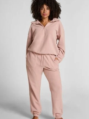 Hunkemöller Sportowe joggery z polaru Różowy