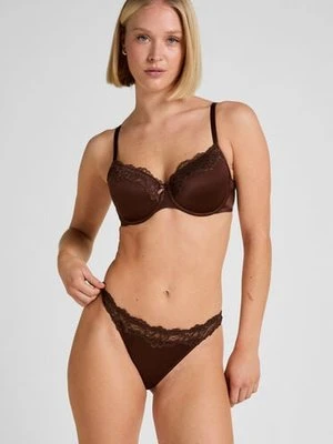 Hunkemöller Stringi Lace & Shine Brązowy