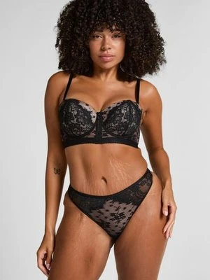 Hunkemöller Stringi Lou z wysokim wycięciem Czarny