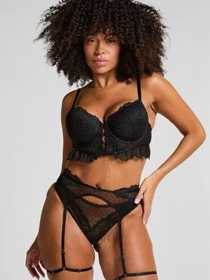 Hunkemöller Stringi Posie z paskami do pończoch Czarny
