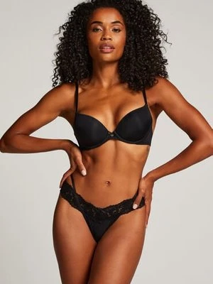 Hunkemöller Stringi w kształcie litery V, z niskim stanem Elliena Czarny