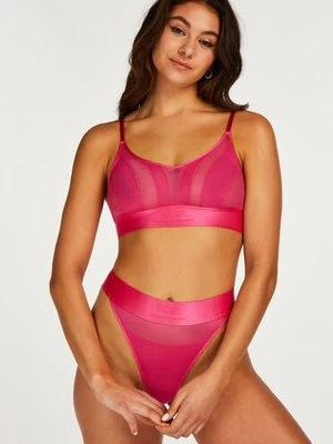 Hunkemöller Stringi z wysokim stanem Glossy Różowy