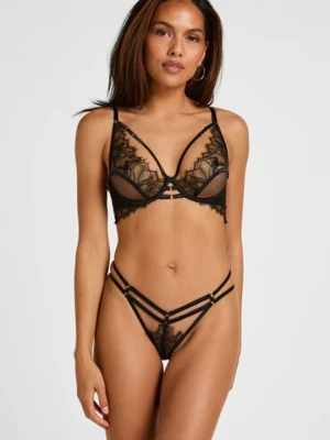 Hunkemöller Stringi z Wysokim Wycięciem Bea Czarny