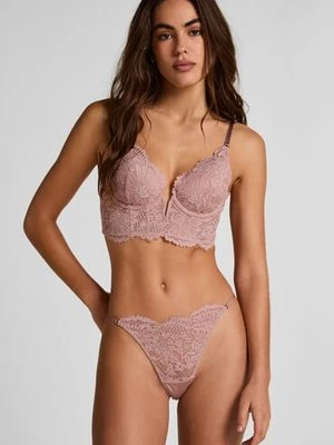 Hunkemöller Stringi z wysokim wycięciem Essie Fioletowy