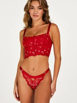 Hunkemöller Stringi z wysokim wycięciem Violet Czerwony