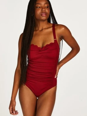 Hunkemöller Strój kąpielowy z falowanym brzegiem Czerwony