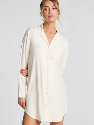 Hunkemöller Sukienka Essential z dżerseju z długim rękawem Biały