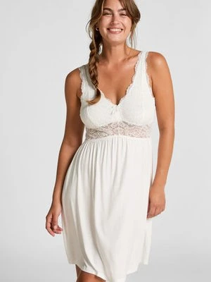 Hunkemöller Sukienka na ramiączkach z koronką Nora Biały