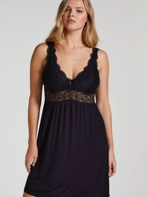 Hunkemöller Sukienka na ramiączkach z koronką Nora Czarny