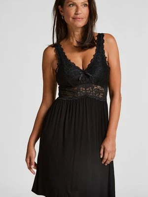 Hunkemöller Sukienka na ramiączkach z koronką Nora Czarny