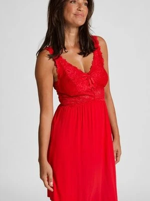 Hunkemöller Sukienka na ramiączkach z koronką Nora Czerwony