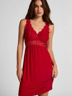 Hunkemöller Sukienka na ramiączkach z koronką Nora Czerwony