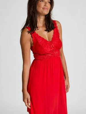 Hunkemöller Sukienka na ramiączkach z koronką Nora Czerwony