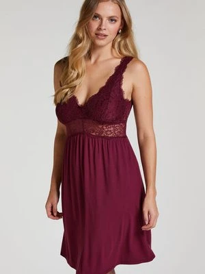 Hunkemöller Sukienka na ramiączkach z koronką Nora Fioletowy