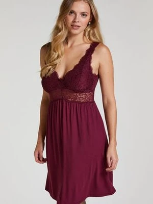 Hunkemöller Sukienka na ramiączkach z koronką Nora Fioletowy