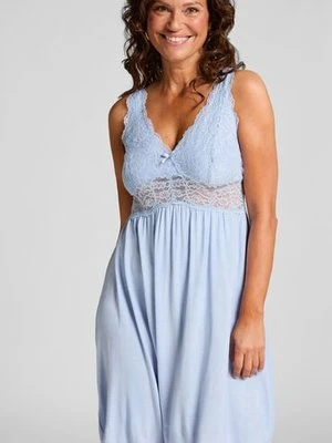 Hunkemöller Sukienka na ramiączkach z koronką Nora Niebieski