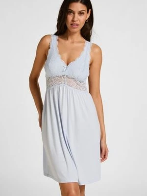 Hunkemöller Sukienka na ramiączkach z koronką Nora Niebieski