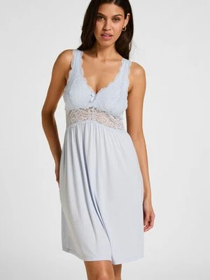 Hunkemöller Sukienka na ramiączkach z koronką Nora Niebieski