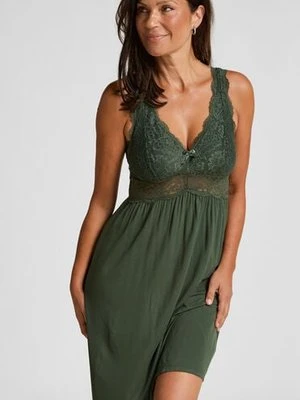 Hunkemöller Sukienka na ramiączkach z koronką Nora Zielony