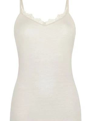 Hunkemöller Super miękka koszulka z koronką i dekoltem w serek z dodatkiem kaszmiru Biały