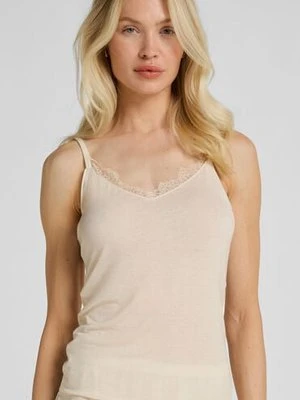 Hunkemöller Super miękka koszulka z koronką i dekoltem w serek z dodatkiem kaszmiru Biały