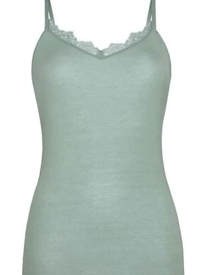 Hunkemöller Super miękka koszulka z koronką i dekoltem w serek z dodatkiem kaszmiru Zielony