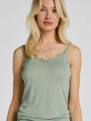 Hunkemöller Super miękka koszulka z koronką i dekoltem w serek z dodatkiem kaszmiru Zielony