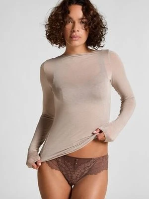 Hunkemöller super miękka top z kaszmirem z dekoltem w łódkę Brązowy