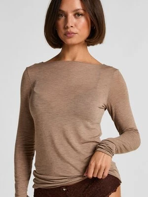 Hunkemöller super miękka top z kaszmirem z dekoltem w łódkę Brązowy