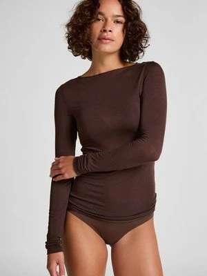 Hunkemöller super miękka top z kaszmirem z dekoltem w łódkę Brązowy