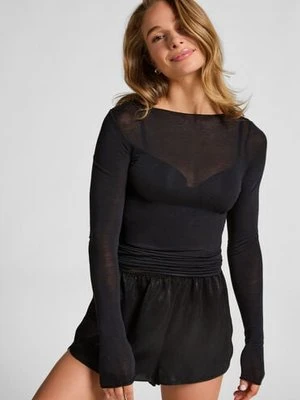 Hunkemöller super miękka top z kaszmirem z dekoltem w łódkę Czarny