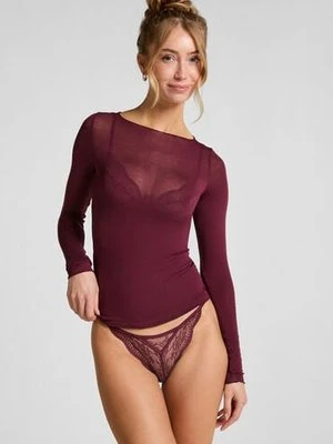 Hunkemöller super miękka top z kaszmirem z dekoltem w łódkę Fioletowy