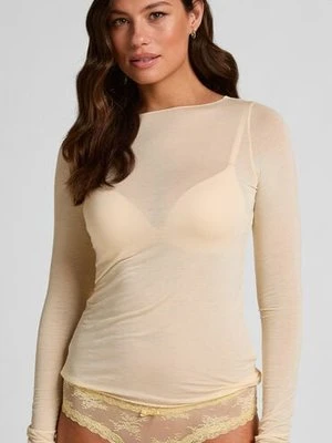 Hunkemöller super miękka top z kaszmirem z dekoltem w łódkę Żółty