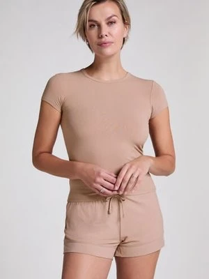 Hunkemöller Szorty Essential Rib z dżerseju Beżowy