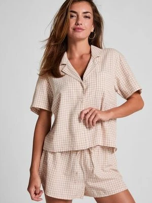 Hunkemöller Szorty lniane w kratę Biały