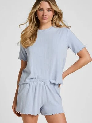 Hunkemöller Szorty Piżamowe Pointelle Niebieski
